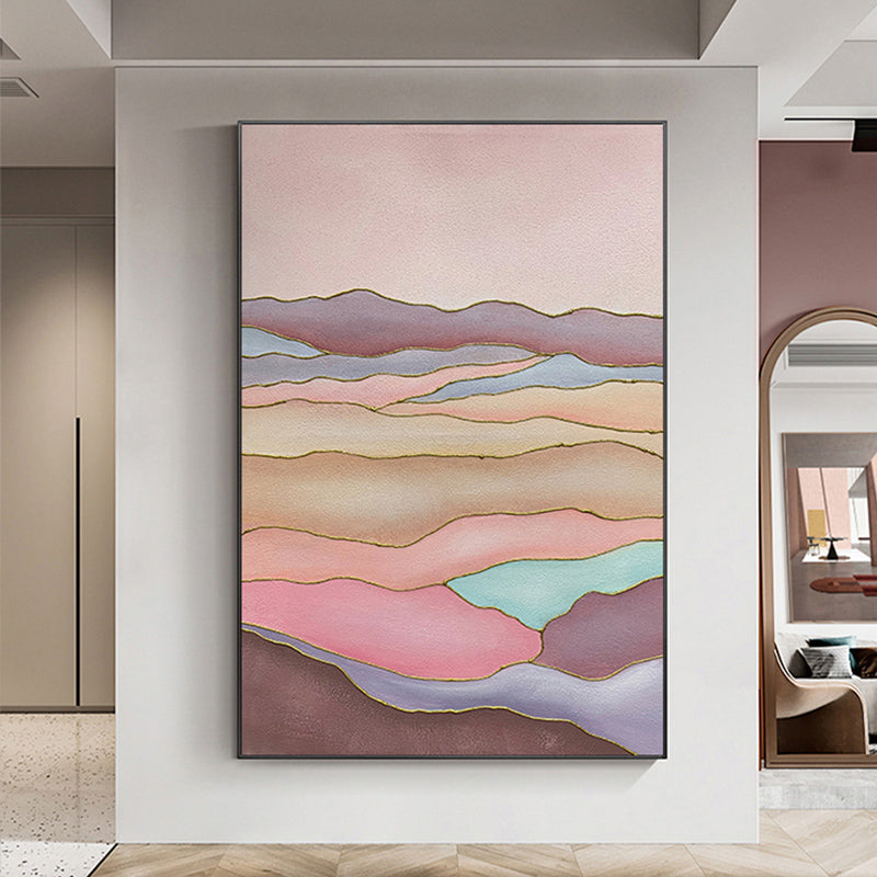 Hand painted Oil Painting Abstract Color Mountain Decoration Painting Bedroom Three dimensional Thick Texture Hanging Painting,31inx47in,No Frame