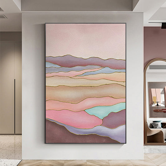 Hand painted Oil Painting Abstract Color Mountain Decoration Painting Bedroom Three dimensional Thick Texture Hanging Painting,31inx47in,No Frame