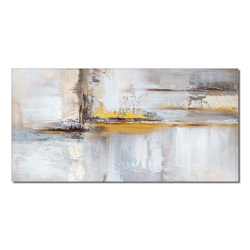 Handmade Large Size Abstract Oil Painting With Gold Foil On Canvas Modern Unframed Painting Wall,27inx54in,No Frame
