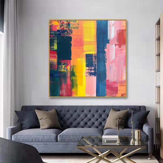 Abstract Handmade Oil Painting Modern Minimalist Home Living Room Decoration Painting,31inx31in,No Frame 1