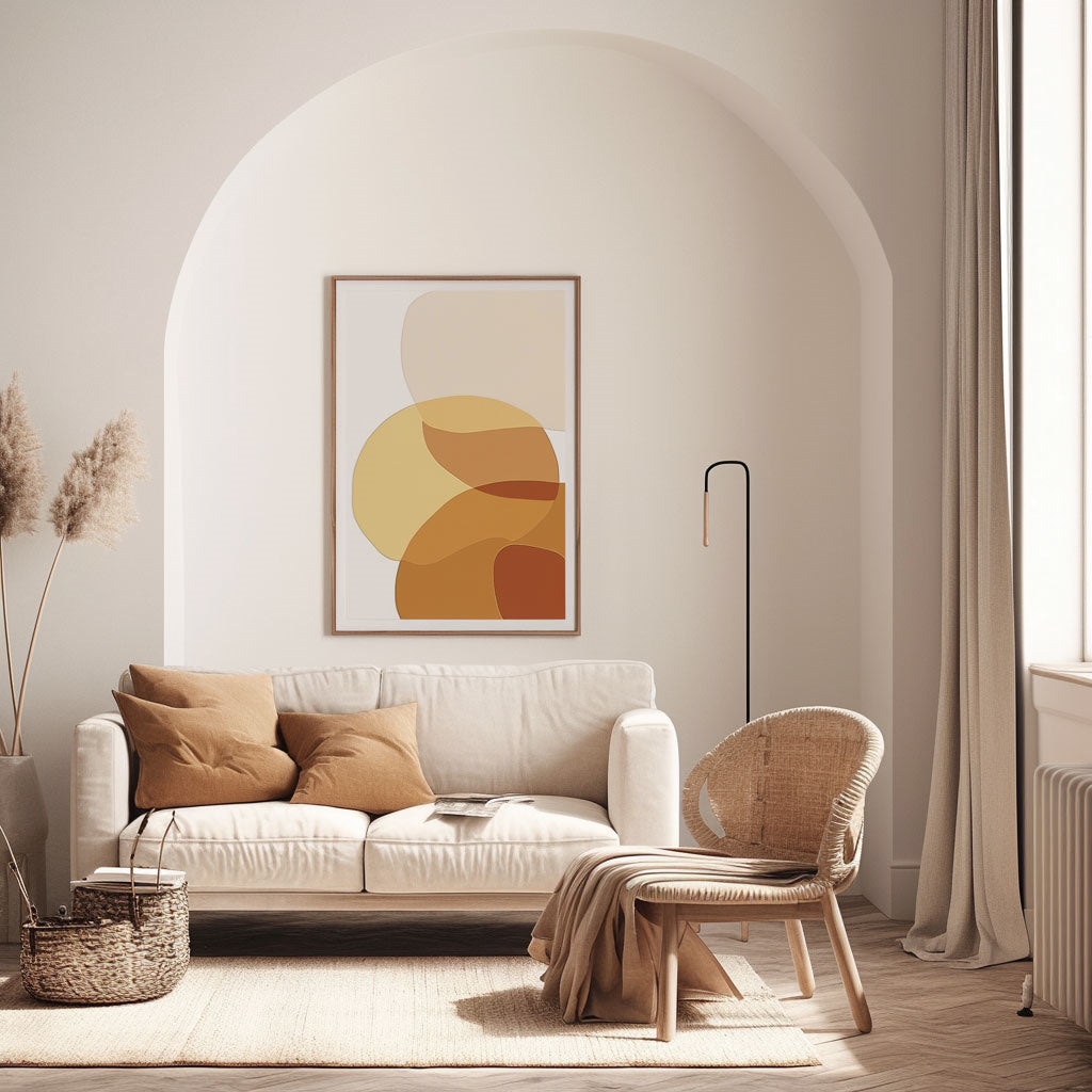 Handpainted Abstract Wall Art Painting Decorative Painting Aisle Corridor Mural Mooring Hanging Painting white yellow 31inx47in,No Frame