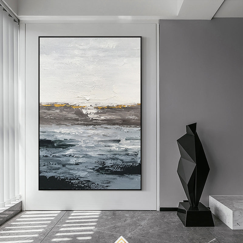 #940 Handpainted Handmade Abstract Seascape Sunset Sunrise Oil Paintings on Canvas Wall Art Picture For Living Room Bedroom,31inx47in,No Frame