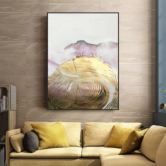 Hand painted Oil Painting New Chinese Ink Golden Annual Ring Living Room Bedroom Tea Room Modern,31inx47in,No Frame