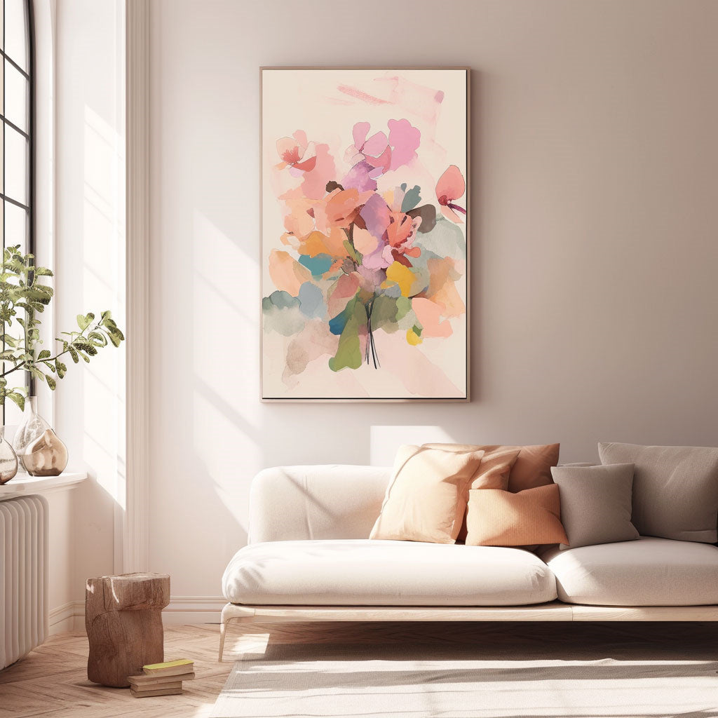 Handpainted Abstract Wall Art Painting Decorative Painting Aisle Corridor Mural Mooring Hanging Painting orange green pink 31inx47in,No Frame