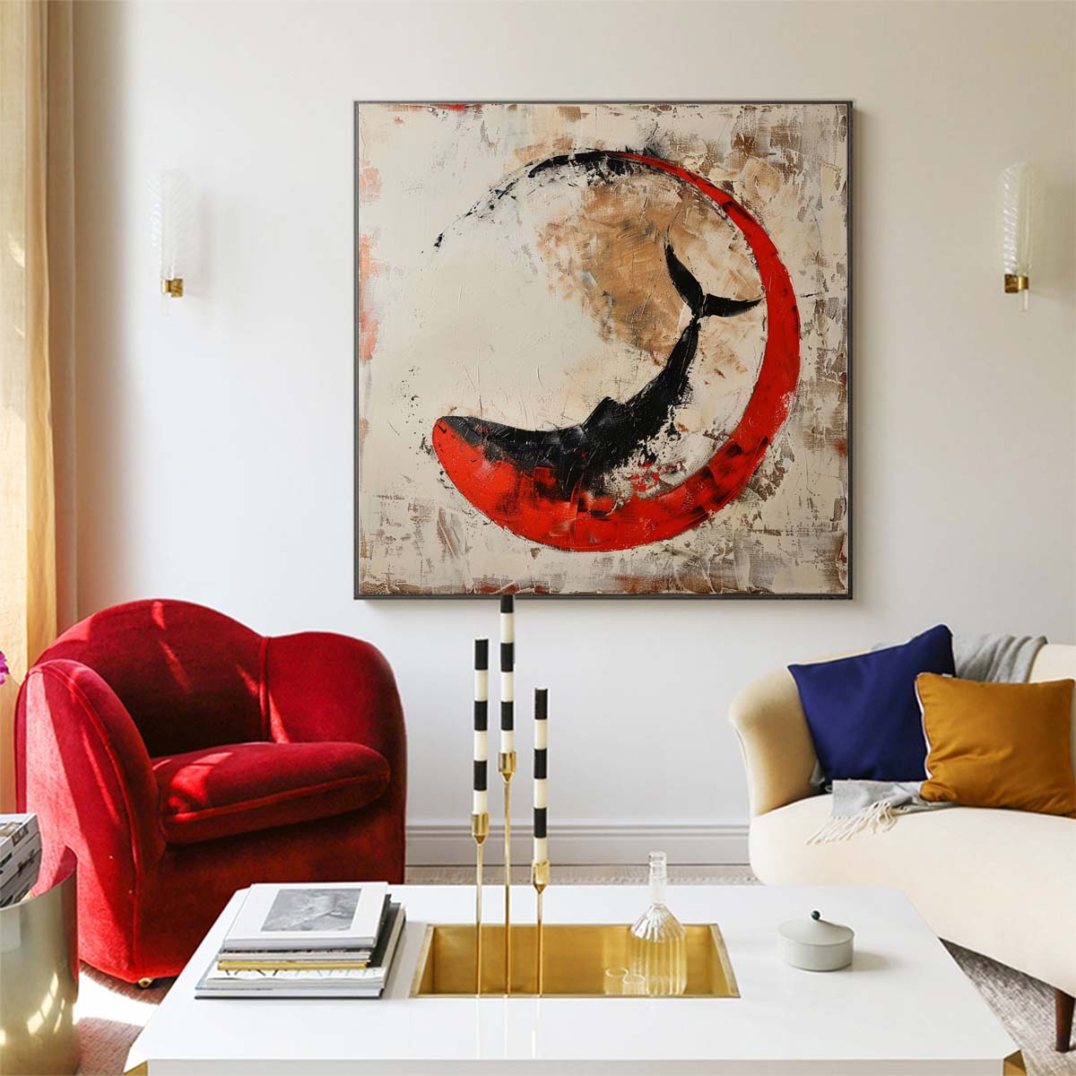 Abstract Handmade Oil Painting Modern Minimalist Home Living Room Decoration Painting,31inx31in,No Frame 1