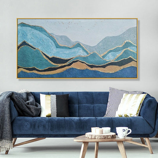 Home Decor Handmade Abstract Painting Canvas Art Wall Painting Large Wall Art Modern Minimalist Art Gold Leaf Art Mountain27inx54in,No Frame