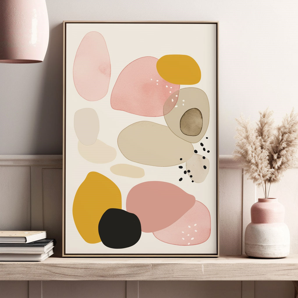 Handpainted Abstract Wall Art Painting Decorative Painting Aisle Corridor Mural Mooring Hanging Painting yellow pink black 31inx47in,No Frame