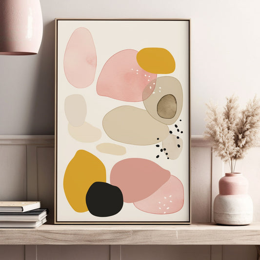 Handpainted Abstract Wall Art Painting Decorative Painting Aisle Corridor Mural Mooring Hanging Painting yellow pink black 31inx47in,No Frame