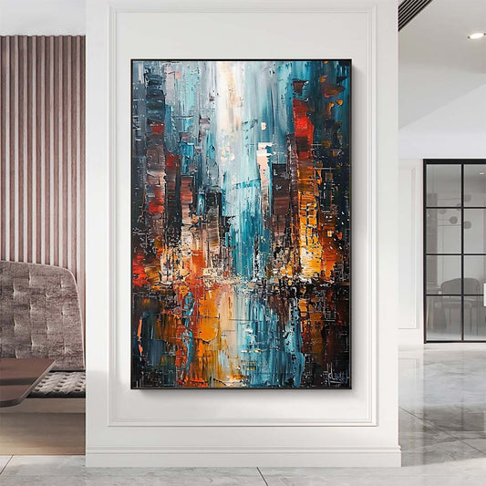 Original creation City Hand painted Oil Painting Canvas Wall Art For Home Living Room Unframed/Rolled #022