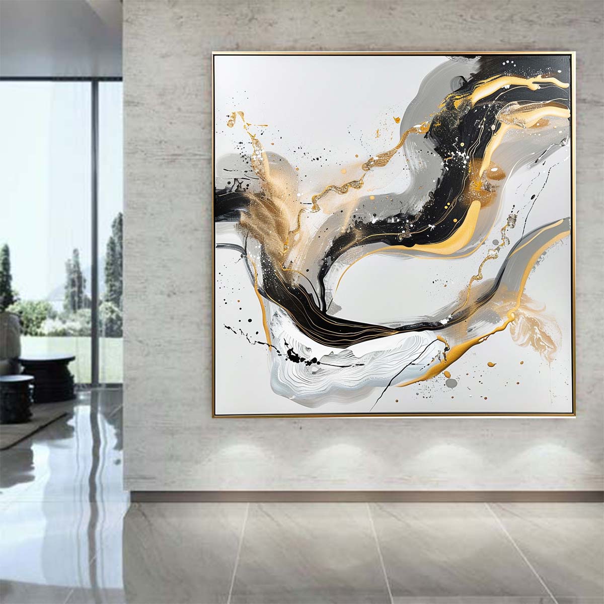 Abstract Handmade Oil Painting Modern Minimalist Home Living Room Decoration Painting,31inx31in,No Frame