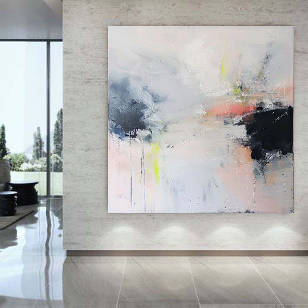 Abstract Handmade Oil Painting Modern Minimalist Home Living Room Decoration Painting,31inx31in,No Frame
