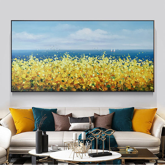 Hand painted Oil Painting Thick Oil On Canvas Seascape Abstarct Wall Art Handmade Canvas Paintings,27inx54in,No Frame