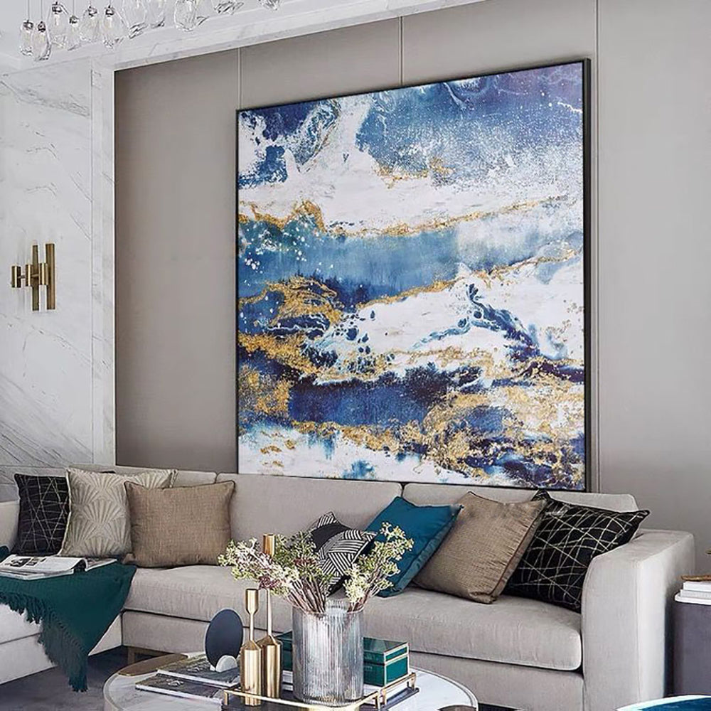 Hand Made Abstract Gold Picture Southeast Asian Style Oil Painting On Canvas Wall Art,31inx31in,No Frame