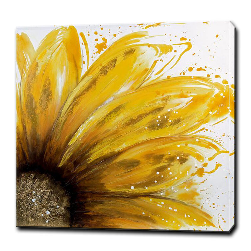 Abstract Yellow Sunflower Oil Painting  Handpainted On Canvas Modern Handmade Plant Flowers Wall Art,31inx31in,No Frame