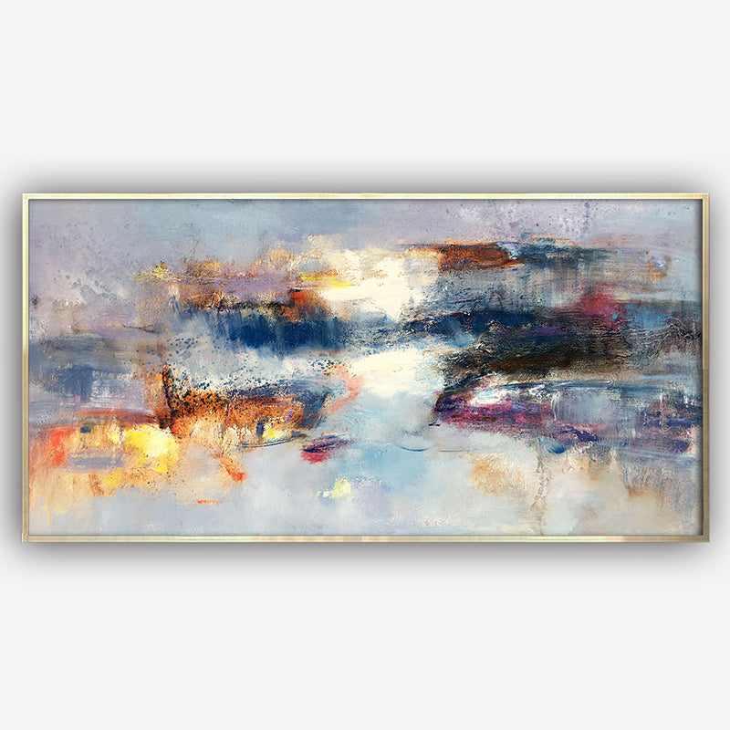 Textured Oil Painting Large Abstract Art Minimalist Painting Canvas Art Oversized Horizontal Painting Thick Canvas Painting27inx54in,No Frame