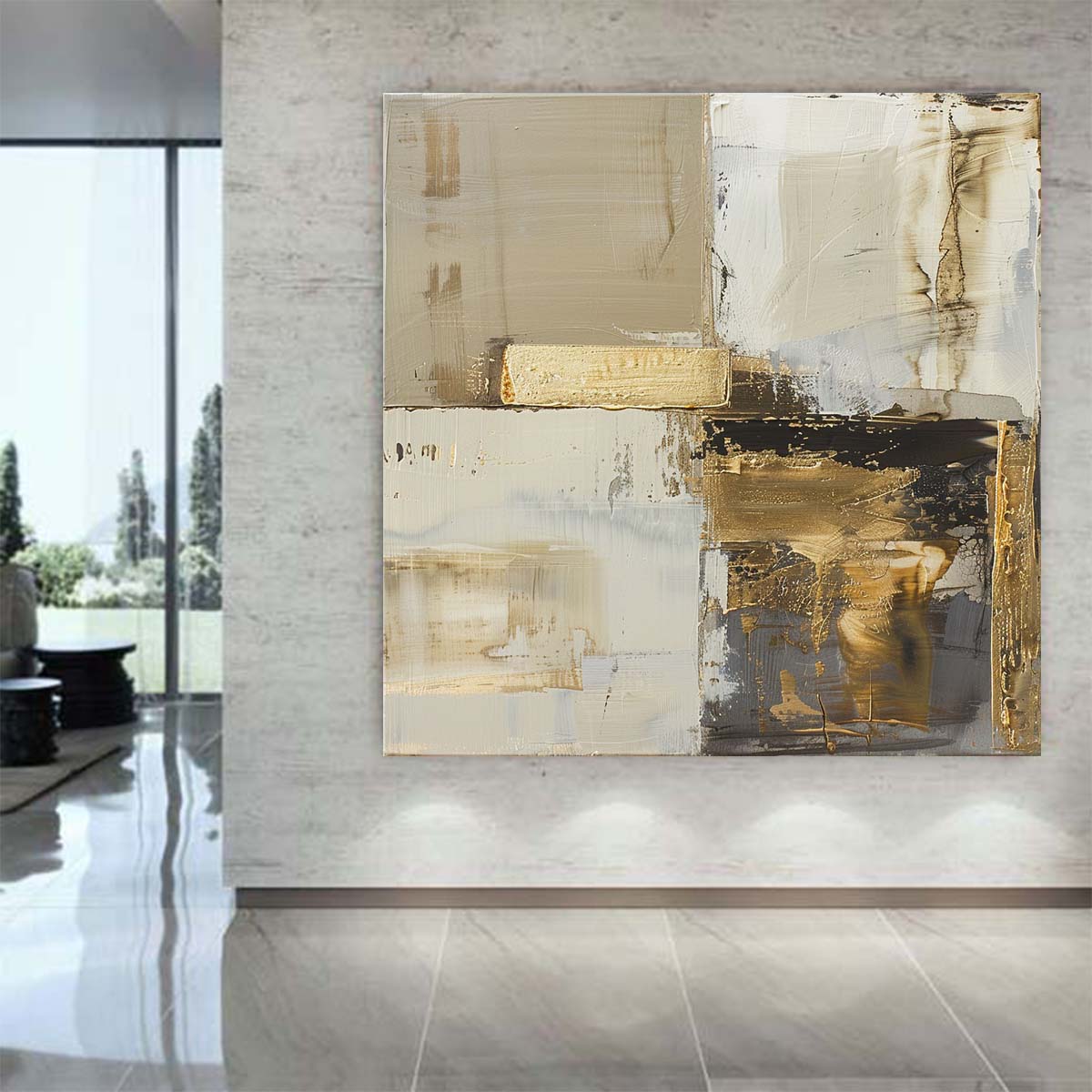 Abstract Handmade Oil Painting Modern Minimalist Home Living Room Decoration Painting,31inx31in,No Frame