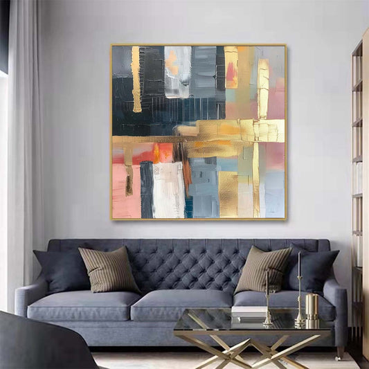 Abstract Handmade Oil Painting Modern Minimalist Home Living Room Decoration Painting,31inx31in,No Frame