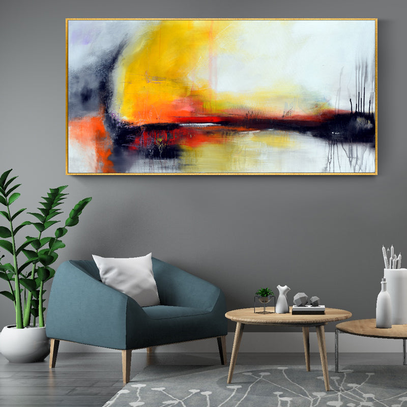 Nordic Style Pure hand-painted Oil Painting Decorative Painting The Living Room Sofa Backdrop Mural Paintings Handmade Horizonta27inx54in,No Frame