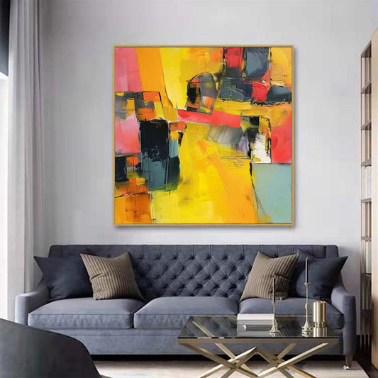 Abstract Handmade Oil Painting Modern Minimalist Home Living Room Decoration Painting,31inx31in,No Frame