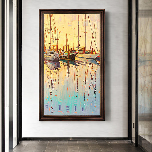 Nordic Sailing hand-painted Oil Painting The Living Room Decorative Murals American Households Vestibule Floor Penthouse Villa S27inx54in,No Frame