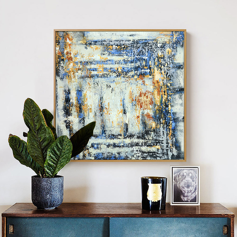 Hand Painted Oil Painting On Canvas Handmade Modern Abstract Colorful Landscape Oil Painting Pictures,31inx31in,No Frame