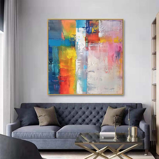 Abstract Handmade Oil Painting Modern Minimalist Home Living Room Decoration Painting,31inx31in,No Frame
