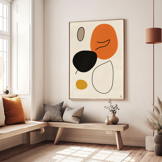 Handpainted Abstract Wall Art Painting Decorative Painting Aisle Corridor Mural Mooring Hanging Paintingblackorangewhite1inx47in,No Frame