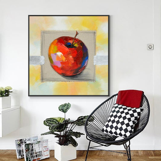1403D Abstract Apple Pear Painting  Hand Painted Oil Painting On Canvas Modern Wall Art,31inx31in,No Frame