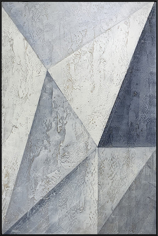 Handmade Gray Abstract Oil Painting Geometry Wall Art On Canvas Hanging Mural Living Room Sofa Picture ,31inx47in,No Frame