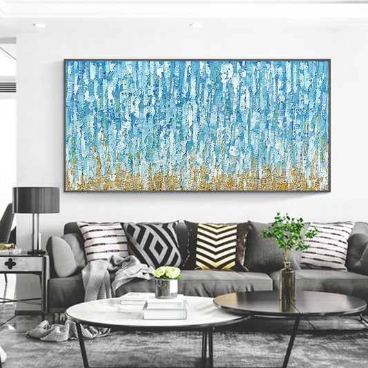 Customizable Abstract Hand painted Landscape Murals Large Decorative Living Room Murals Blue Woods Canvas Hanging Paintings,27inx54in,No Frame