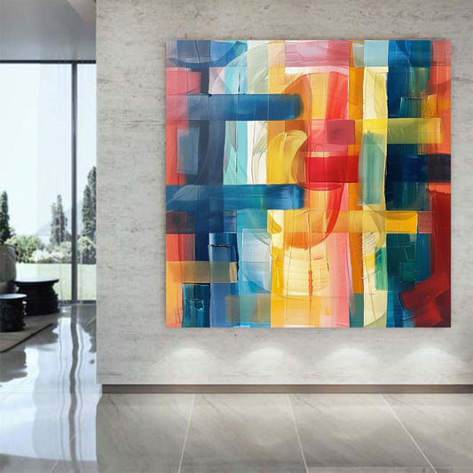 Abstract Handmade Oil Painting Modern Minimalist Home Living Room Decoration Painting,31inx31in,No Frame