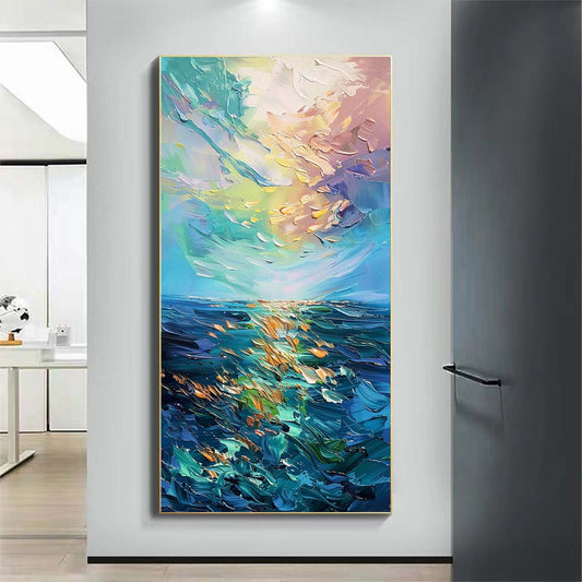 Landscape Paintings Abstract Handmade Oil Painting Modern Home Living Room Decoration Painting,27inx54in,No Frame