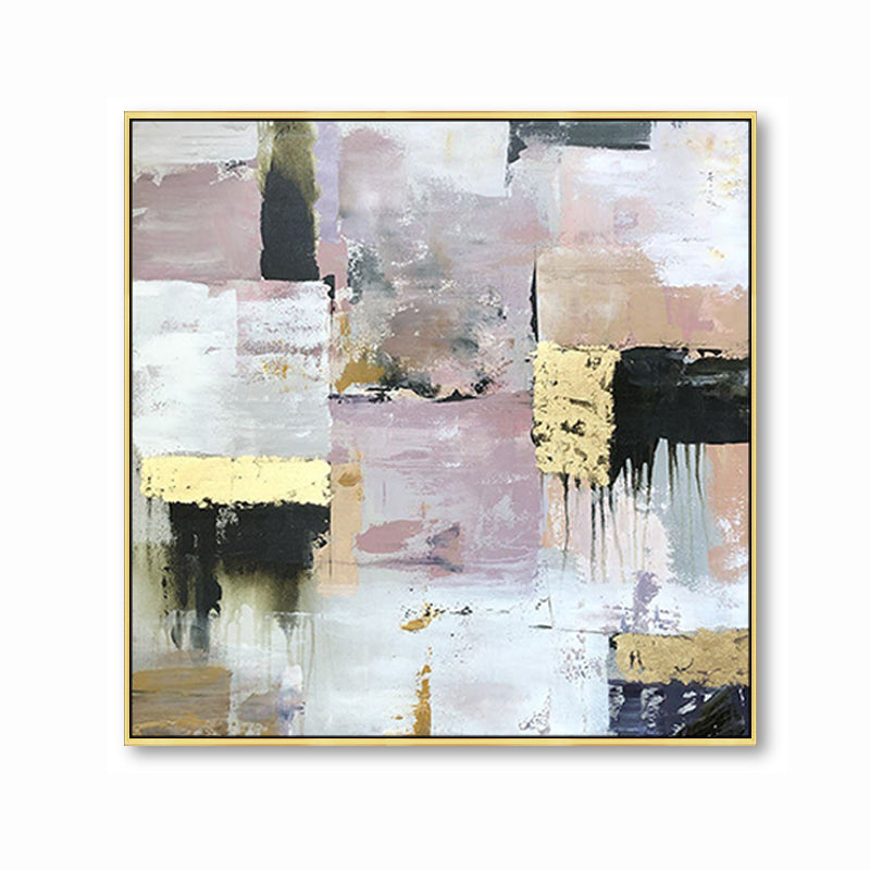 Hand-Painted Abstract Gold Foil Oil Painting Living Room Wall Entrance American-Style Abstract Hanging Painting Light Luxury Res31in,No Frame