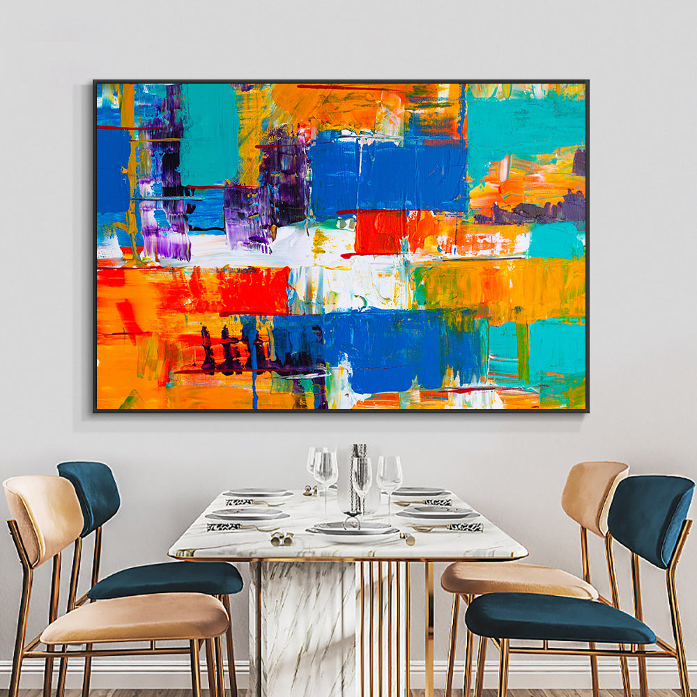 Abstract Colorful Oil Painting  Hand Painted On Cotton Canvas Modern Landscape Wall Art For Living Room,31inx47in,No Frame