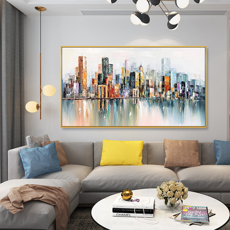 Painting Banners hand-painted Decorative Painting Abstract Modern Urban Color Light Luxury Living Room Bedroom Sofa Backdrop Pai27inx54in,No Frame