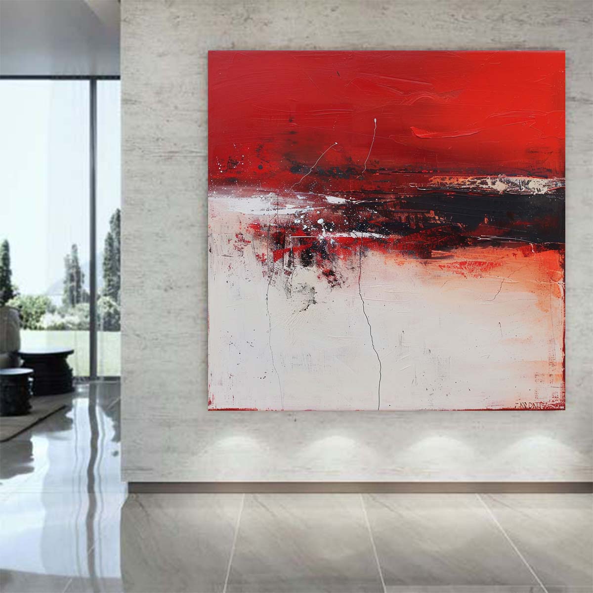 Abstract Handmade Oil Painting Modern Minimalist Home Living Room Decoration Painting,31inx31in,No Frame