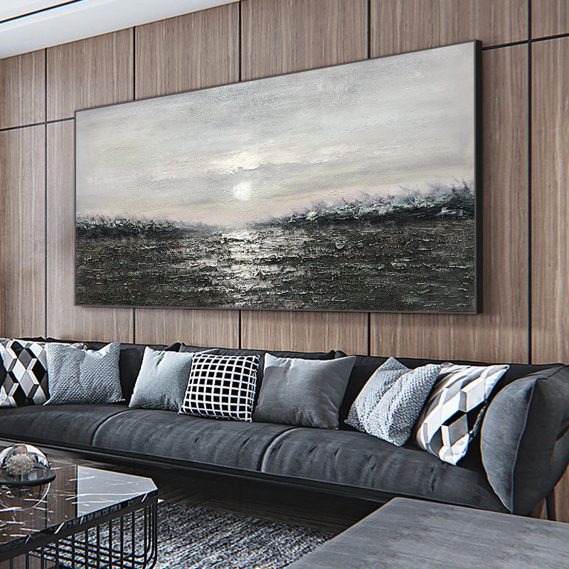 After The Pure hand-painted Oil Painting Landscape Paintings Living Room Sofa Backdrop Decorative Painting Murals Sunrise Light27inx54in,No Frame