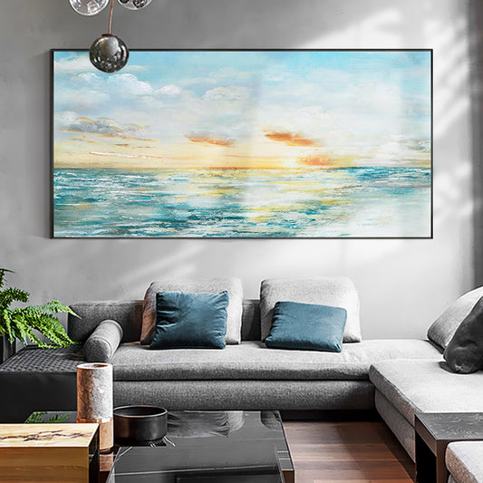 Hand-painted Decorative Painting The Living Room Modern Minimalist Home Entrance Wall Mural Paintings Horizontal Version Villa27inx54in,No Frame