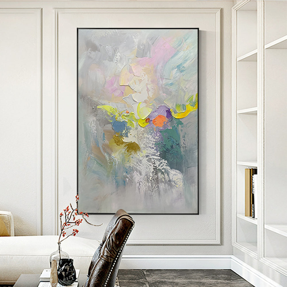 Knife Buildings Oil Painting Hand Painted Abstract Painting Thick Texture Canvas Painting Modern Wall Art Painting For Living Room,31inx47in,No Frame