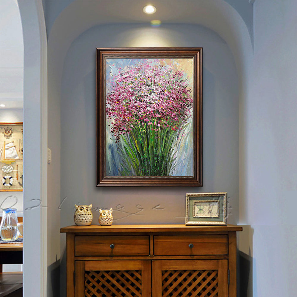 Hand Painted Oil Painting Abstract 3D Flowers On Canvas Retro Wall Painting Decorations Living Room Bedroom,31inx47in,No Frame