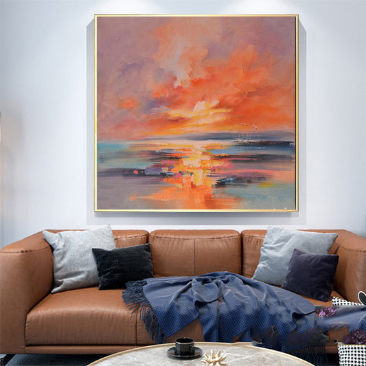 Quality Artwork Handmade Oil Painting Art On Canvas Large Contemporary For Living Room,31inx31in,No Frame
