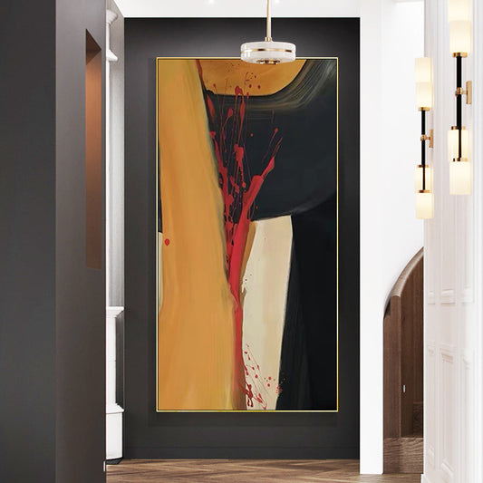 Orange Abstract Black And White hand-painted Oil Painting Decorative Porch Light Luxury Modern Living Room Sofa Backdrop Corrido27inx54in,No Frame