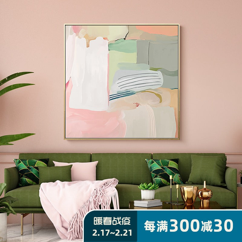Matson Mappings Modern Minimalist Pink Abstract Painting Sofa Background Decorative Painting Northern European-Style Living Room31in,No Frame