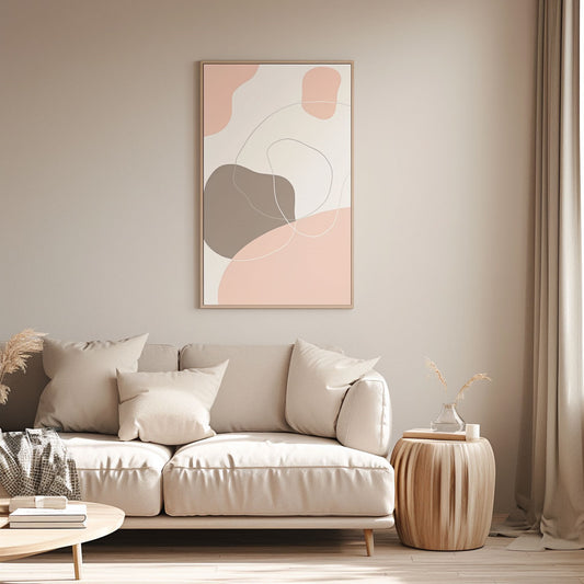 Handpainted Abstract Wall Art Painting Decorative Painting Aisle Corridor Mural Mooring Hanging Painting pink grey 31inx47in,No Frame