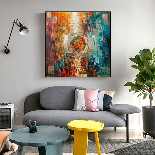 Abstract Handmade Oil Painting Modern Minimalist Home Living Room Decoration Painting,31inx31in,No Frame 3