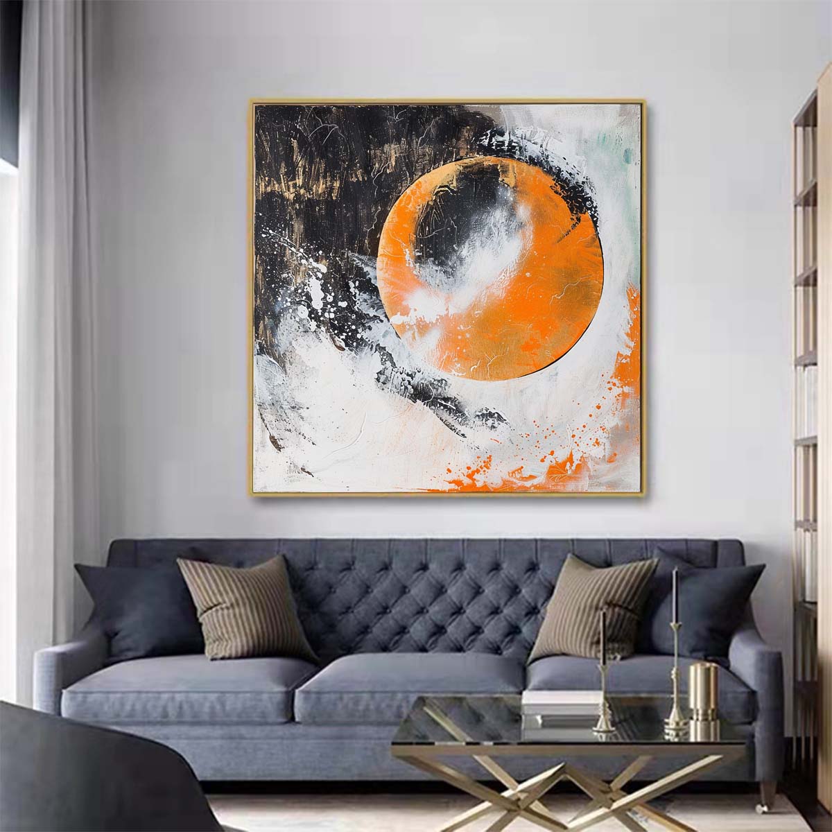 Abstract Handmade Oil Painting Modern Minimalist Home Living Room Decoration Painting,31inx31in,No Frame 1