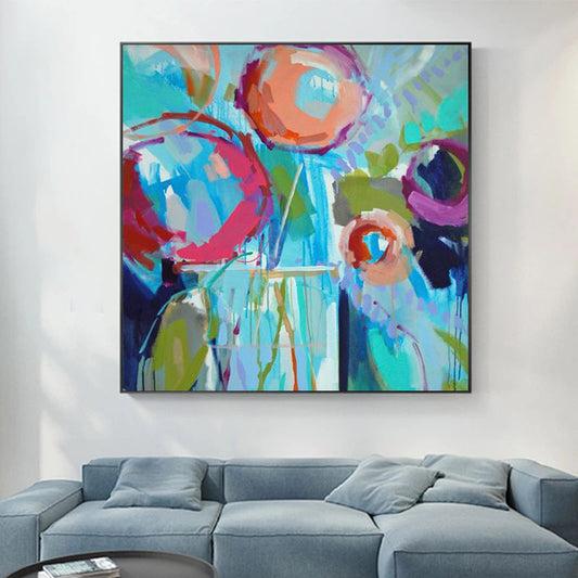 Modern Watercolor Flower Wall Painting Hand painted Poppy Flower Canvas Painting Living Room Home  (Unframed/Rolled)