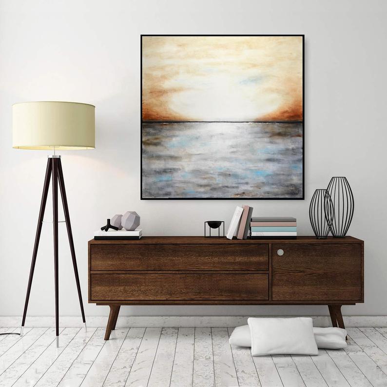 LargeAbstractPaintingWallArtSquareContemporaryArtLandscapePaintingModernArtworkDecor 31in,No Frame