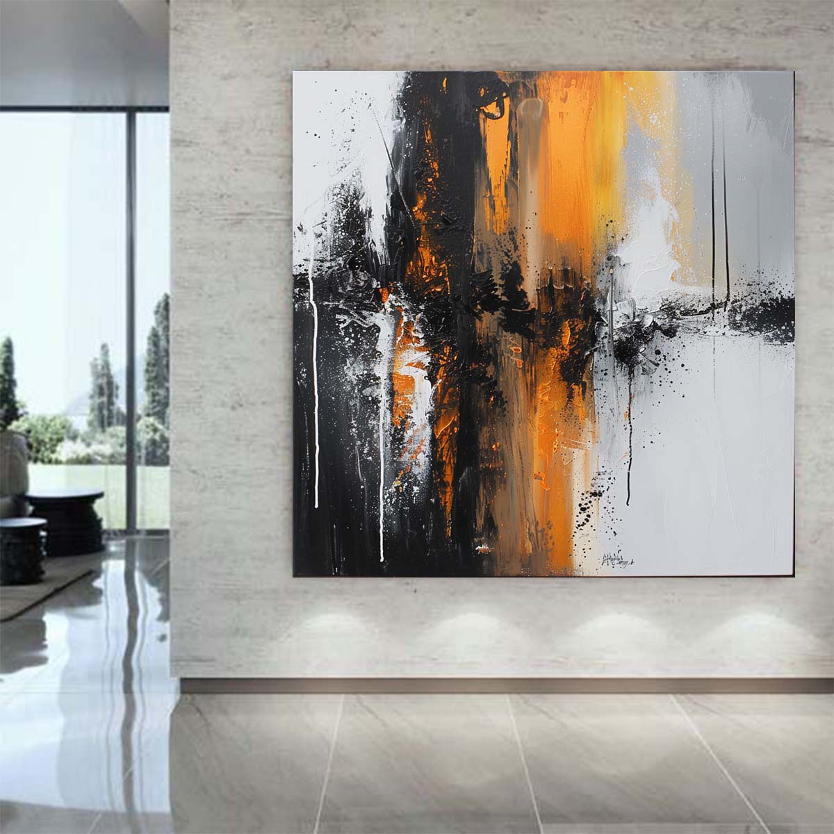 Abstract Handmade Oil Painting Modern Minimalist Home Living Room Decoration Painting,31inx31in,No Frame