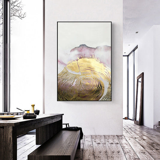 Hand painted Oil Painting New Chinese Ink Golden Annual Ring Living Room Bedroom Tea Room Modern,31inx47in,No Frame